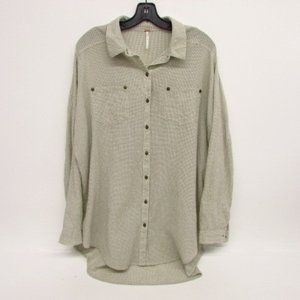 Free People - Seersucker Green Shirt - Sz. Small